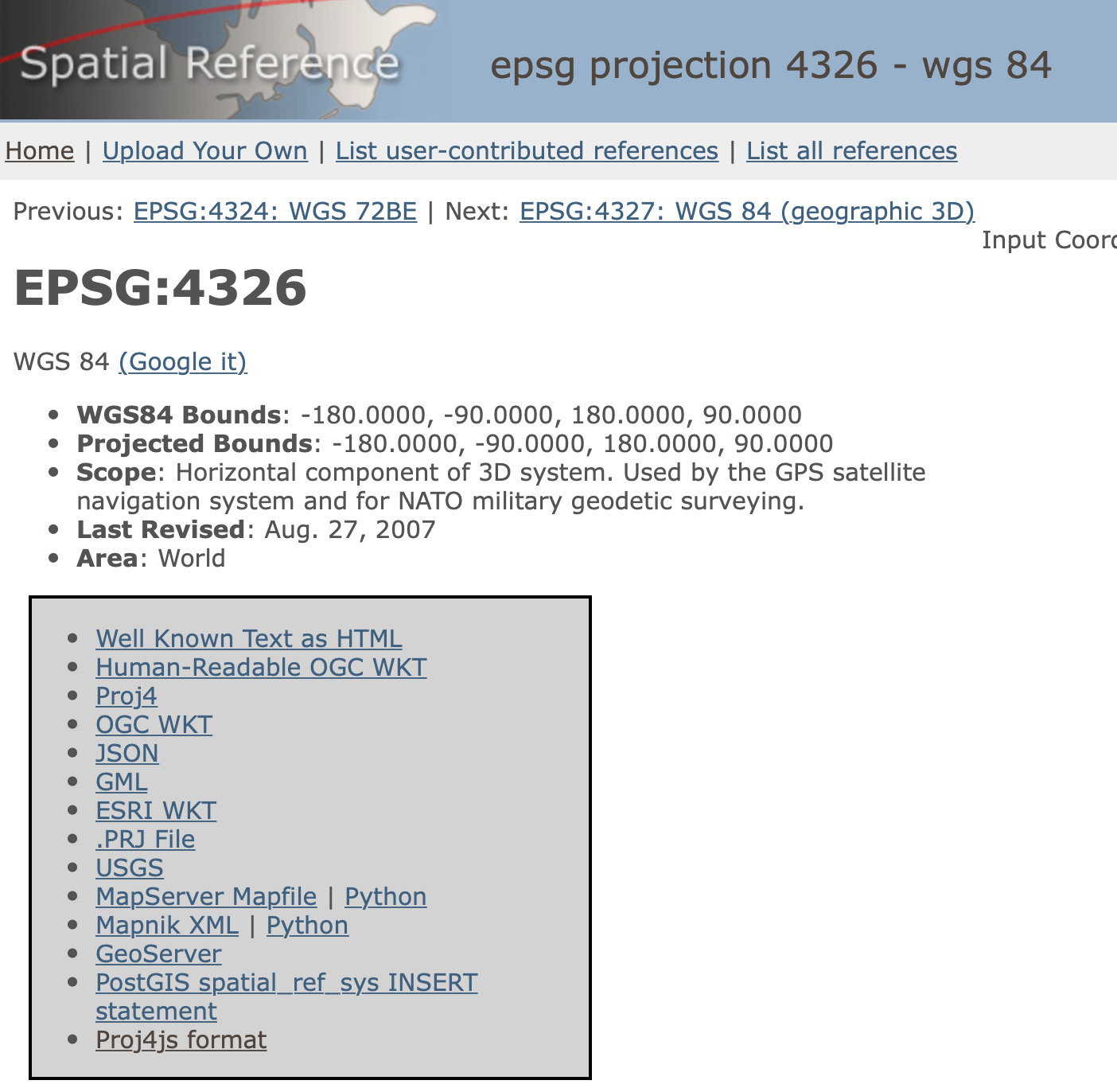 EPSG 4326