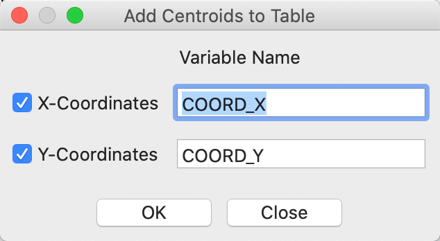 Add centroids to table
