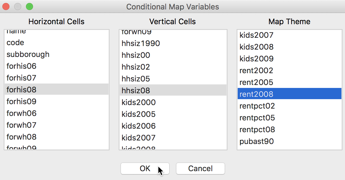 Conditional Map variable selection