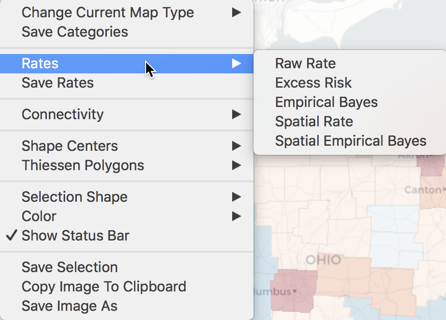 Rate map from Map options menu