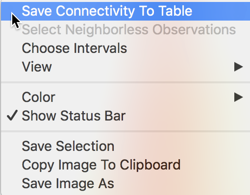 Save connectivity to table