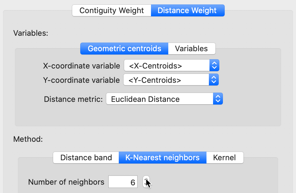 K nearest neighbor weights