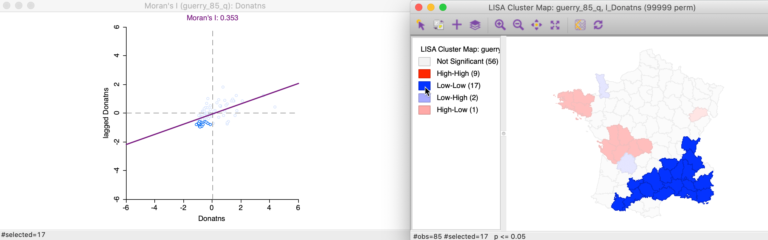 Low-Low cluster locations