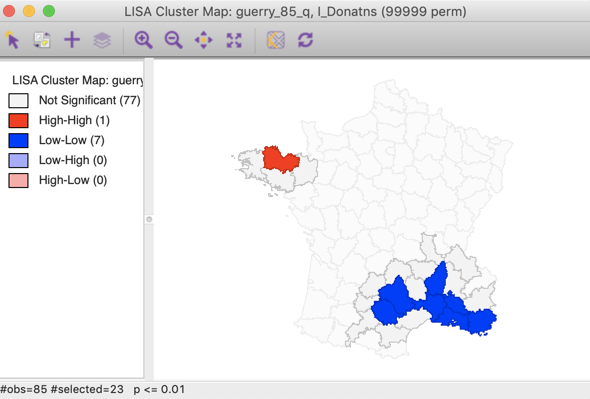 Cluster cores and neighbors (p<0.01)