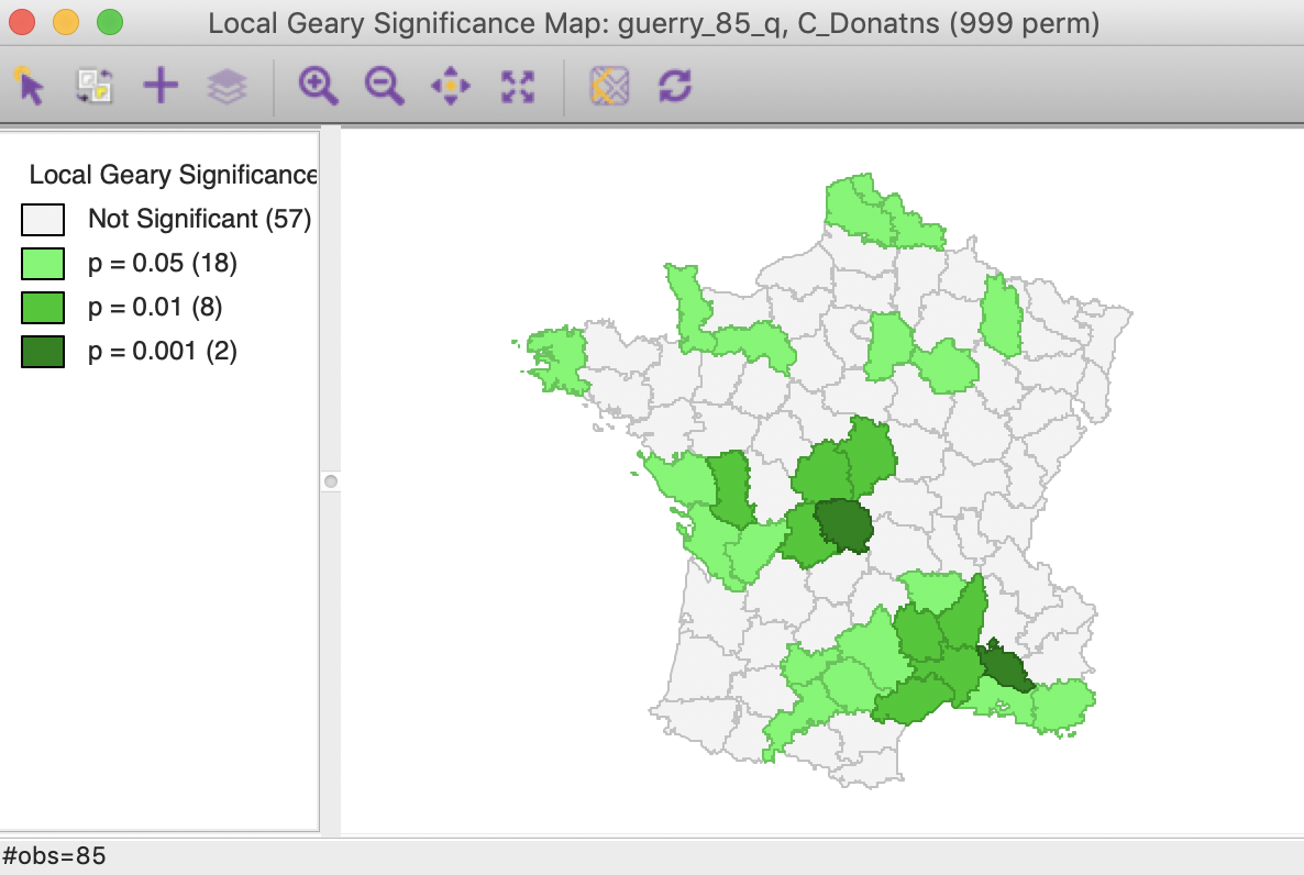 Local Geary default significance map (p<0.05)