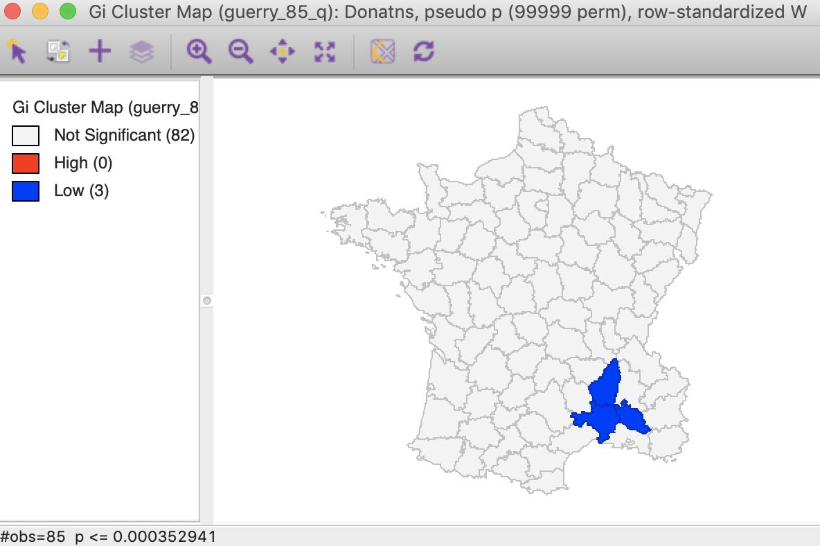 Gi statistic cluster map (FDR)