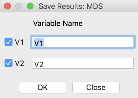 MDS result variable selection