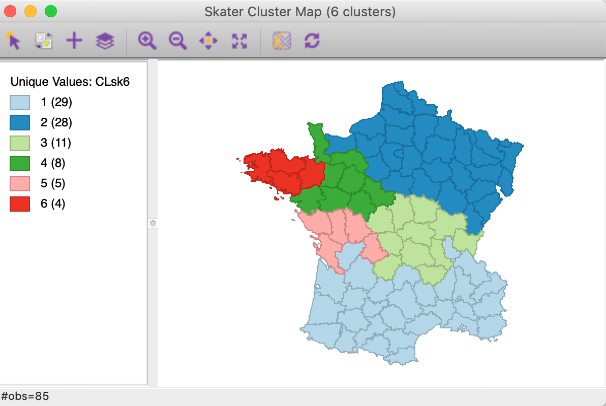 SKATER cluster map (k=6)
