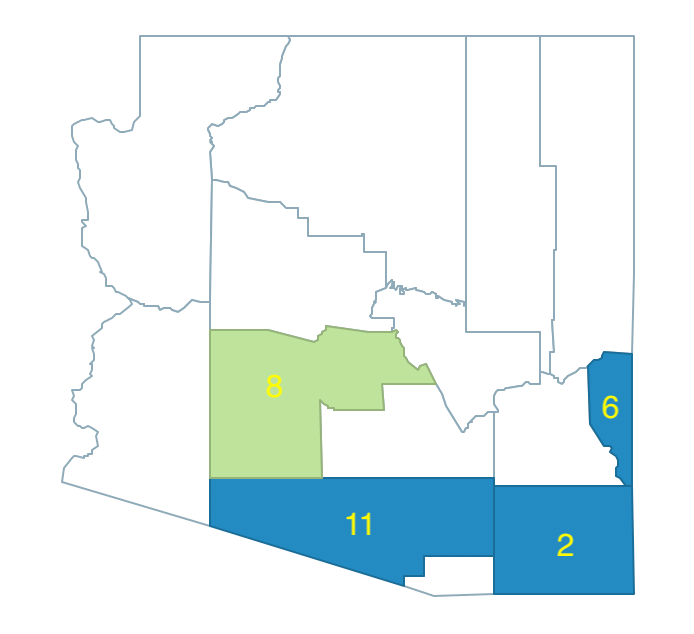 Arizona max-p grow - regions 1 and 2