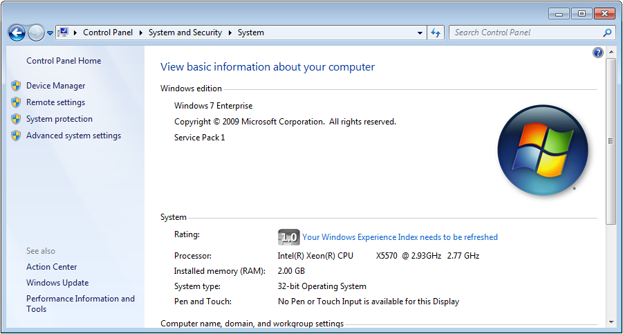Windows system information