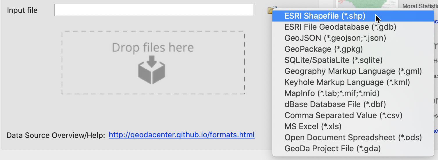 Supported spatial file formats