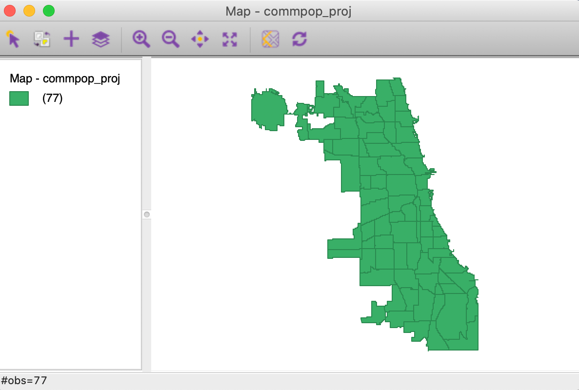 Reprojected Chicago community areas layer