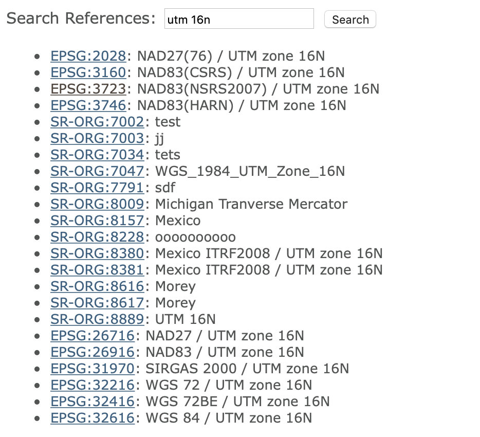 Projections for UTM Zone 16N