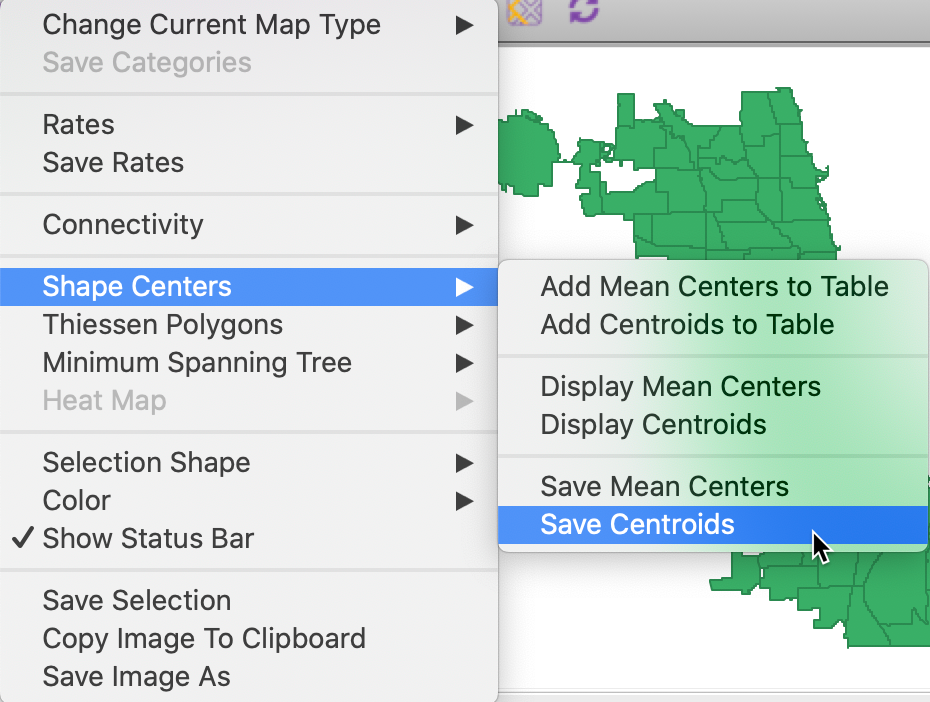 Centroids and mean centers options