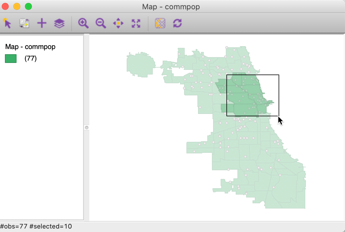 Select on current area layer -- points on top