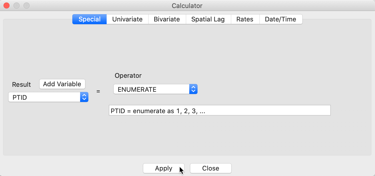 Create a unique identifier for the points