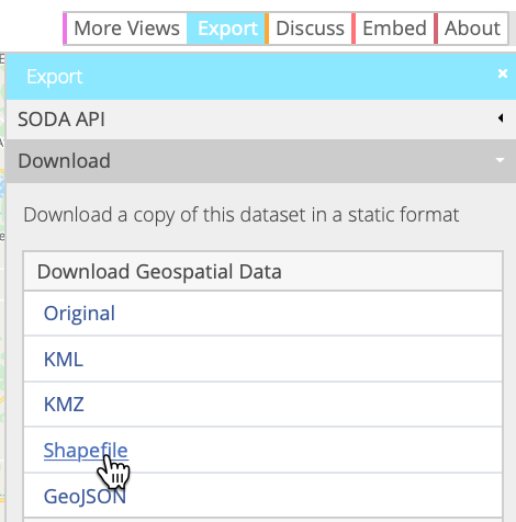 Download boundaries as a shape file