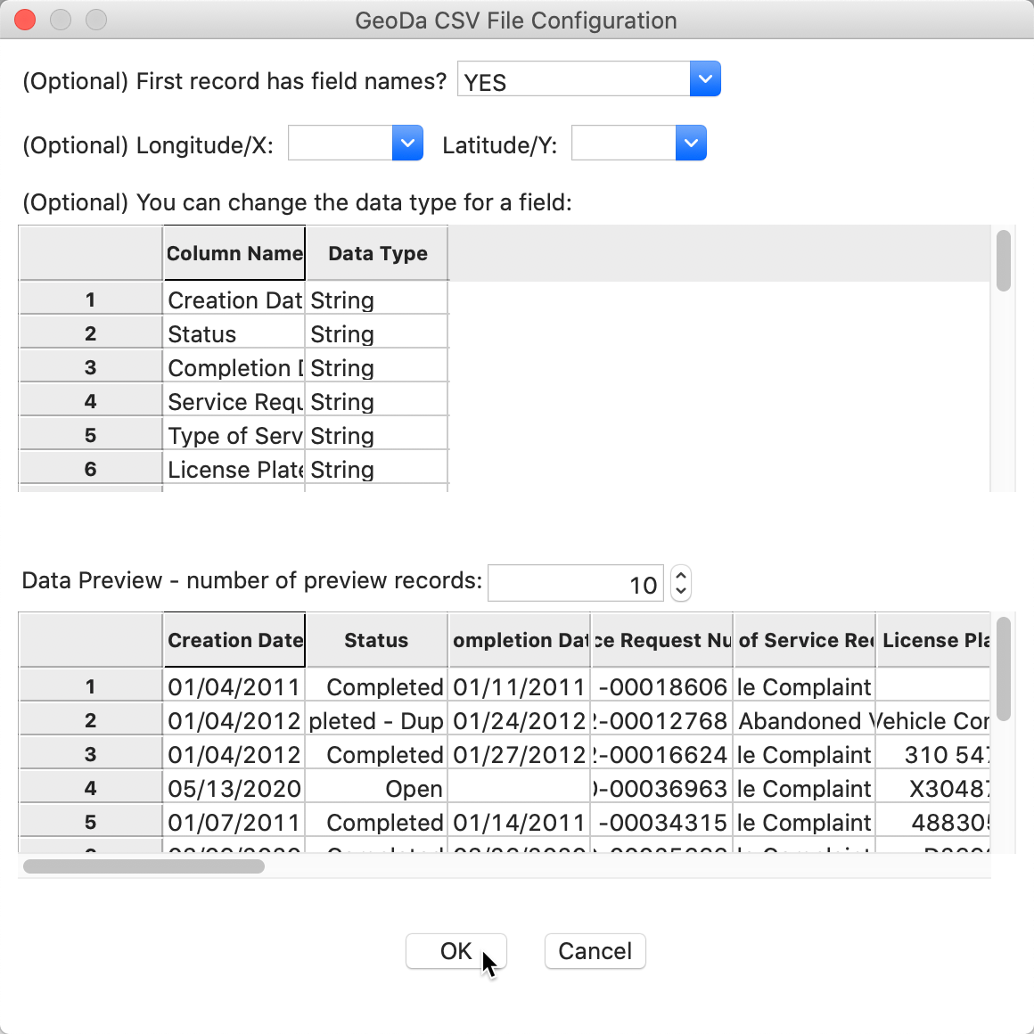 CSV File Configuration