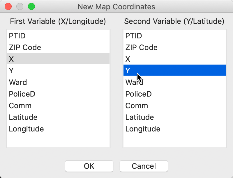 Specifying X-Y point coordinates