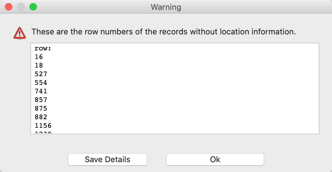 Observations with missing coordinates