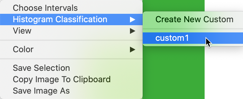 Selecting a custom histogram classification