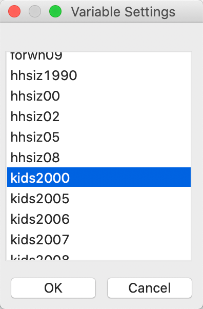 Histogram variable selection