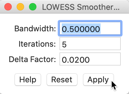 LOWESS bandwidth settings