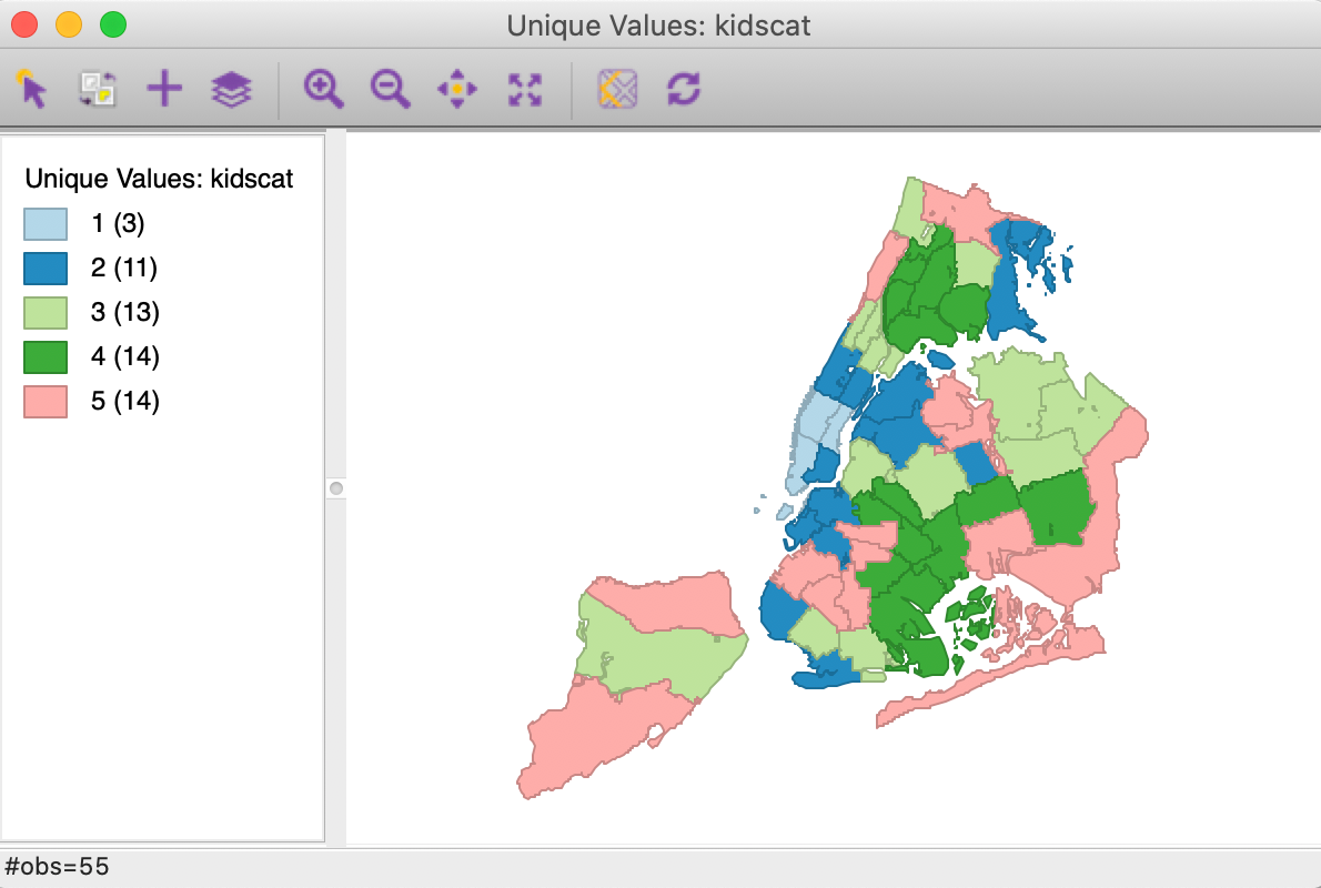 Unique value map with relabeled categories