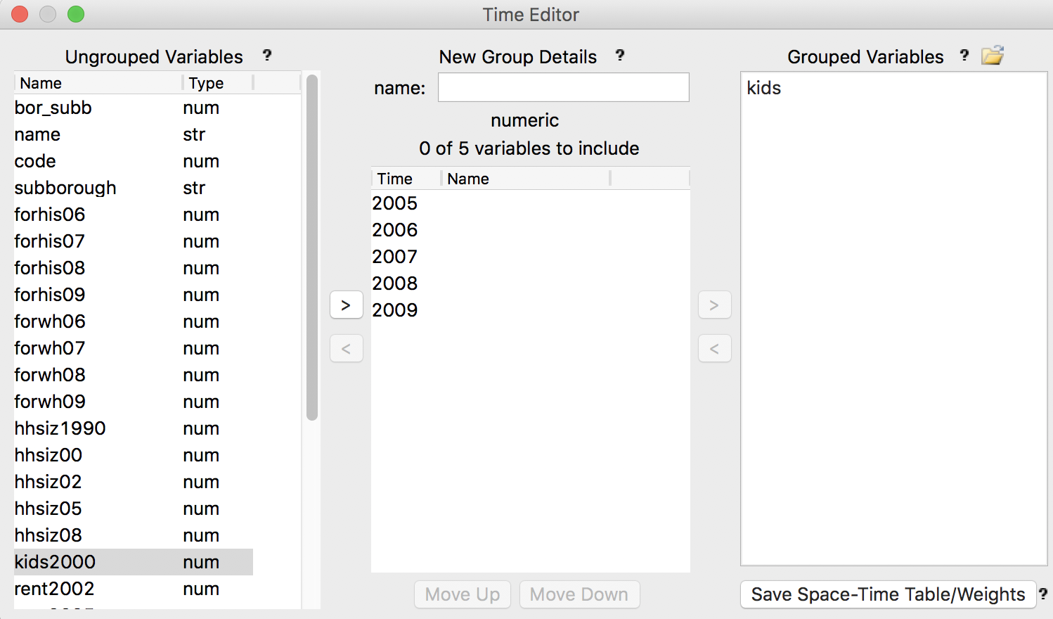 Grouped variable defined