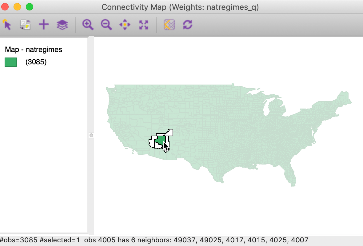 Connectivity map -- Coconino county AZ selected