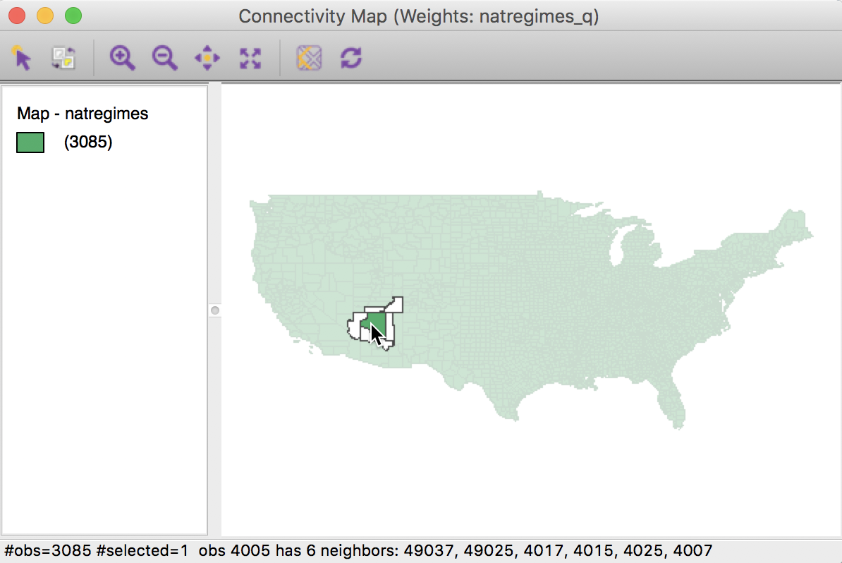 Connectivity map -- Coconino county AZ selected