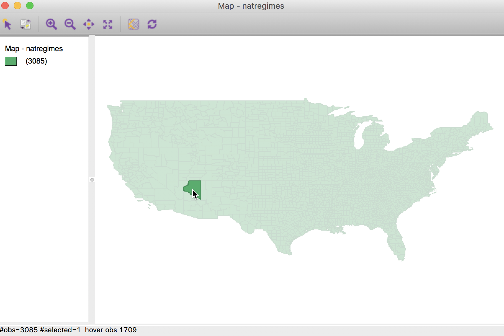 Coconino county selected in themeless map