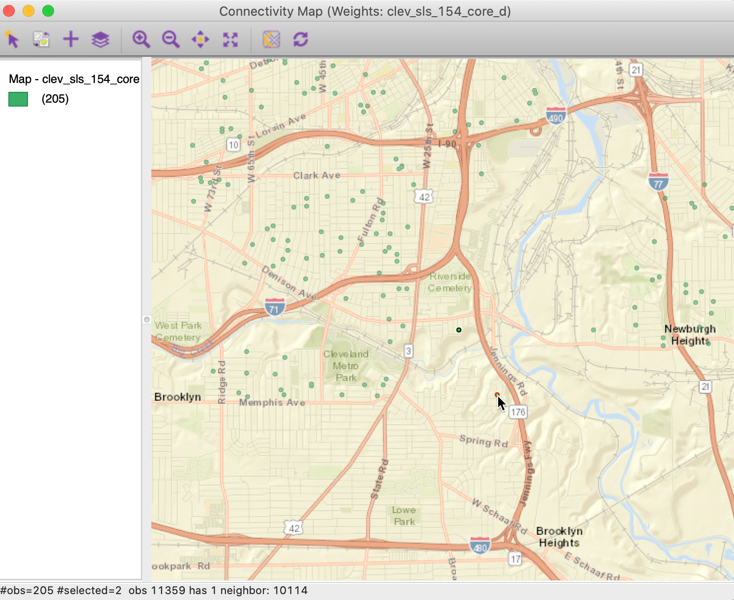 Selected max-min location in Connectivity Map