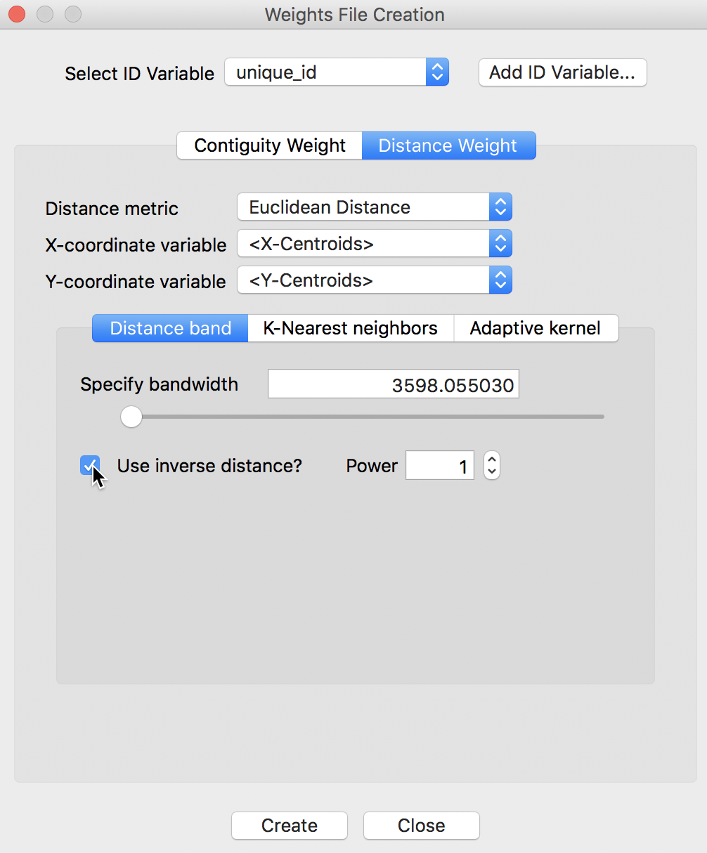 Inverse distance option