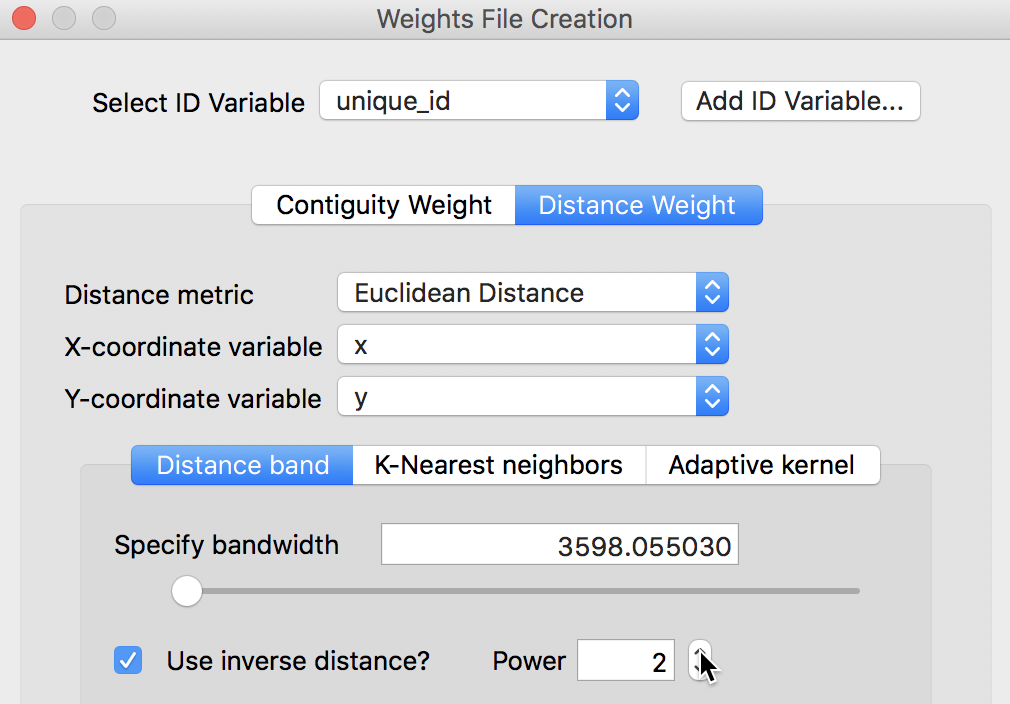 Inverse distance for generic coordinates