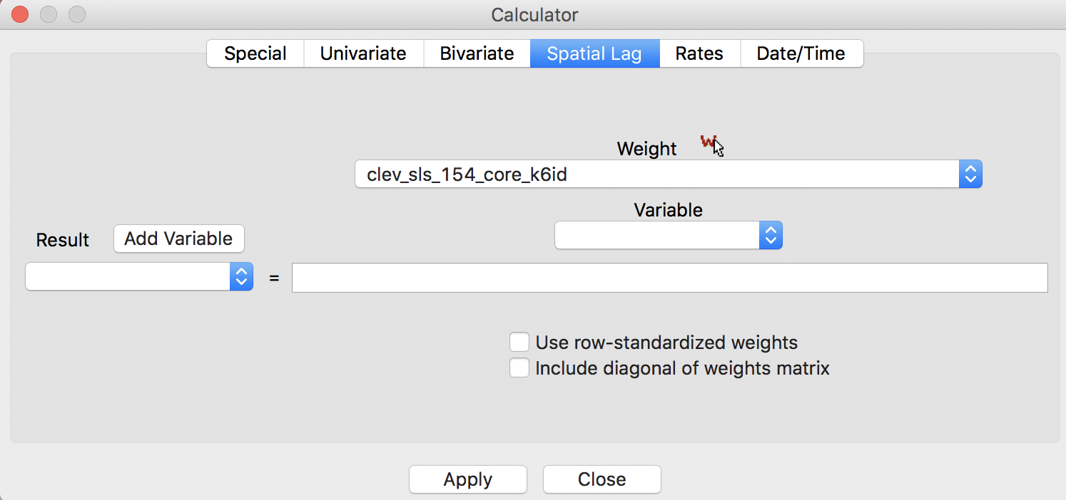 Inverse distance lag default options