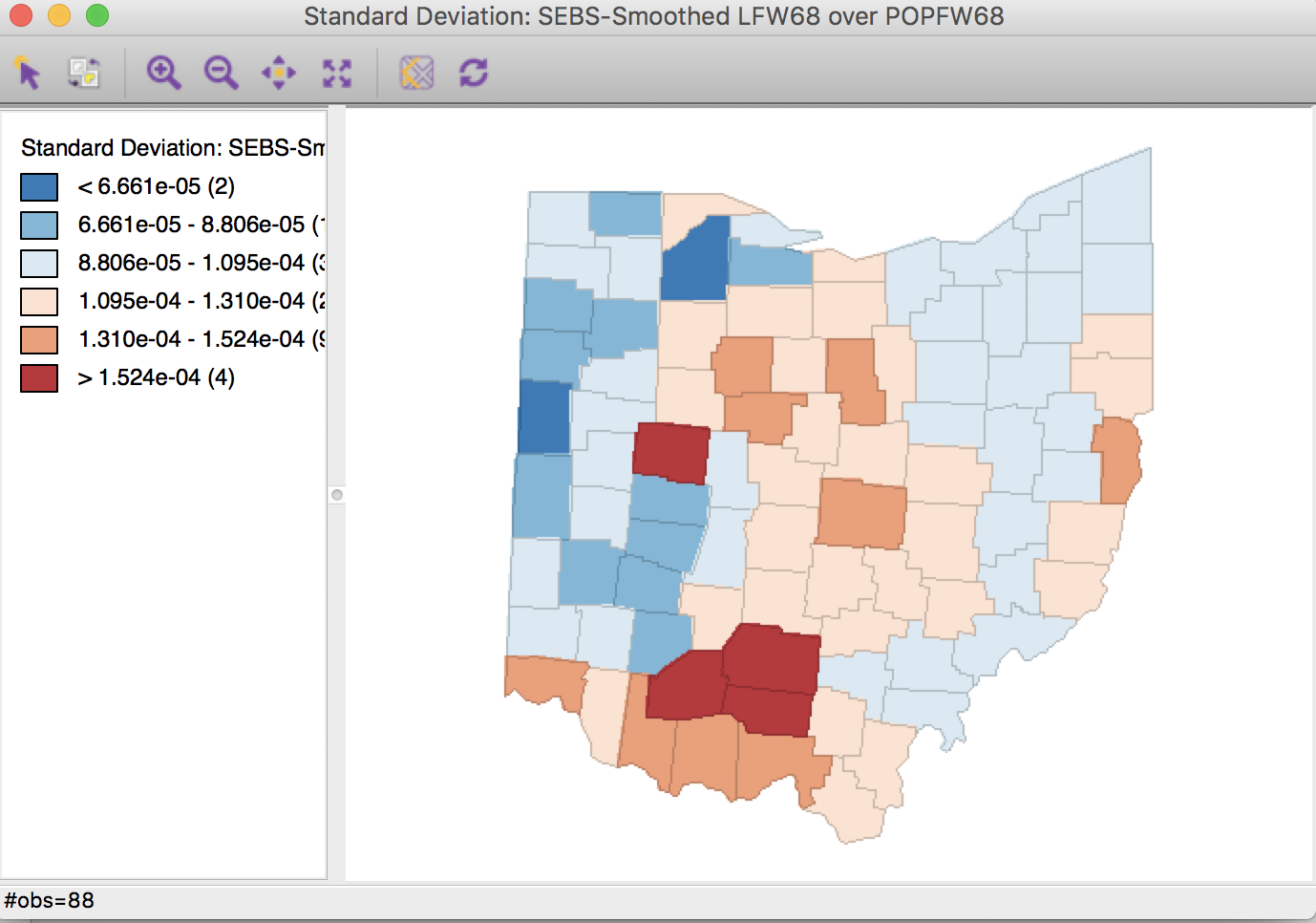 Spatial EB rate using k = 10 nearest neighbors