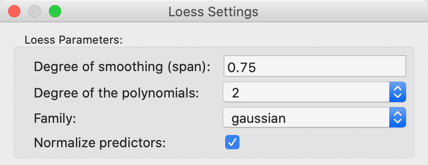 LOESS smoothing options