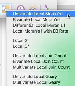 Univariate Local Moran from the toolbar