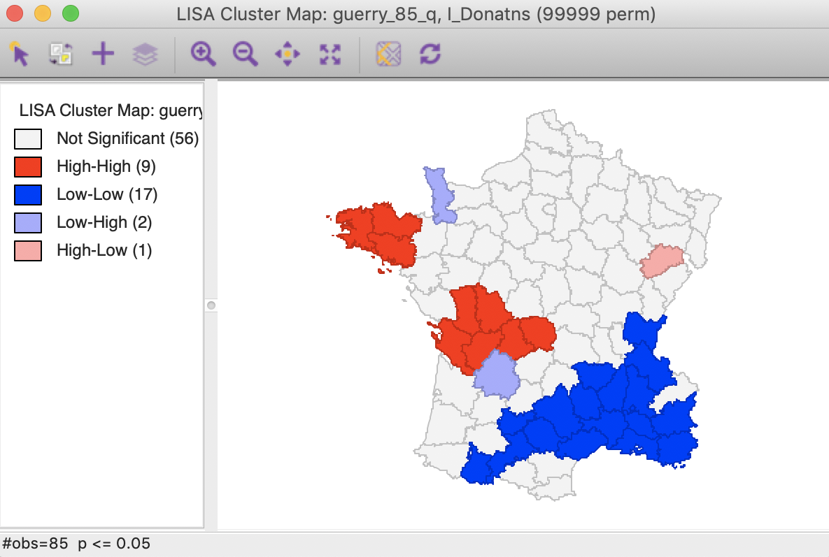 Cluster map, 99999 permutations
