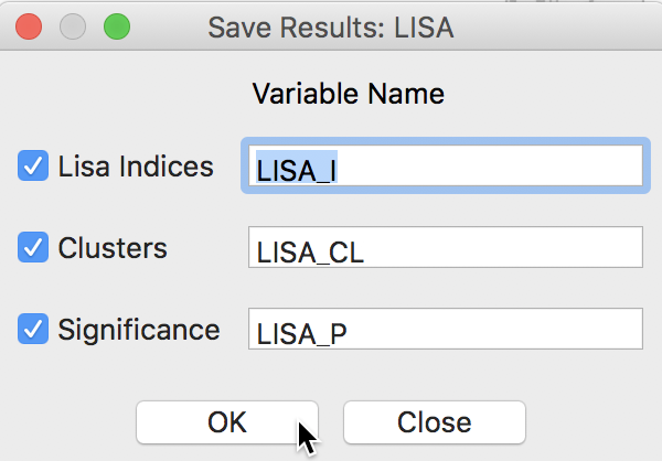 LISA variables options