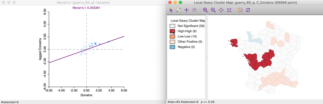 Local Geary high-high clusters