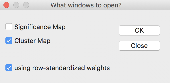 Getis-Ord statistics window options