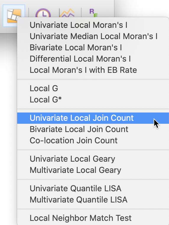 Univariate Local Join Count toolbar icon