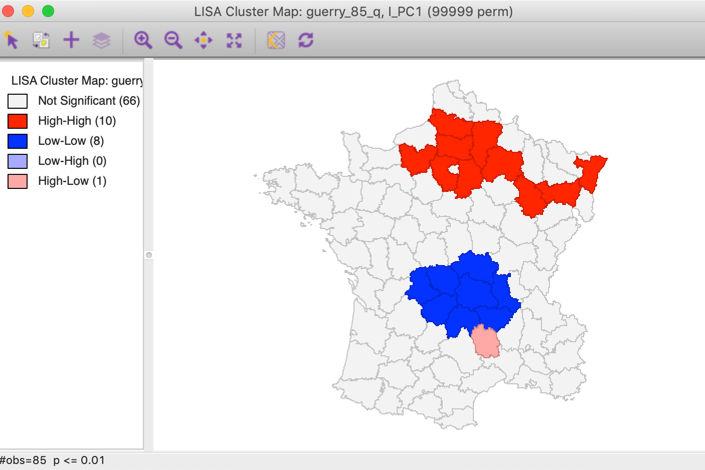 PC1 Local Moran cluster map