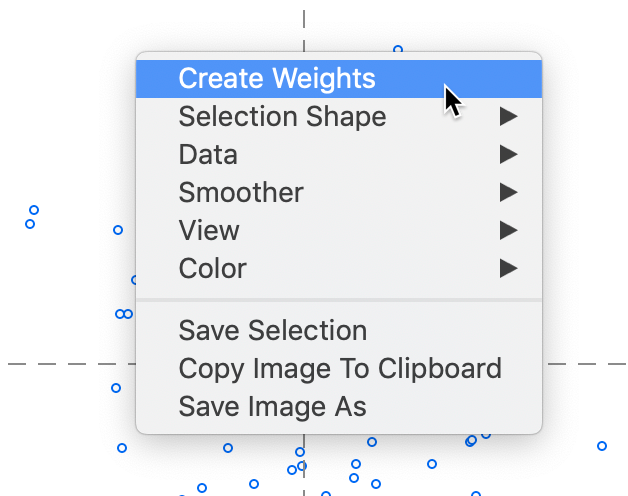 Create weights from MDS scatter plot