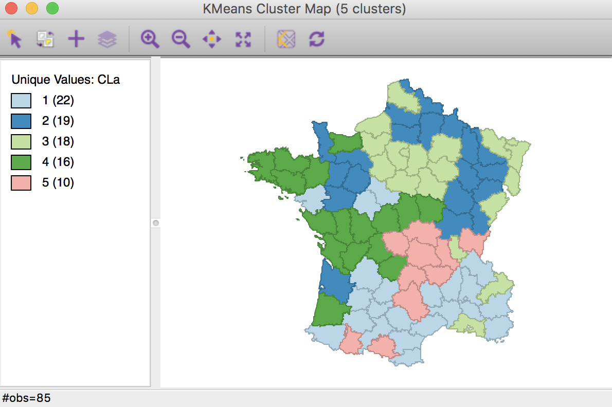 K Means cluster map (k=5)