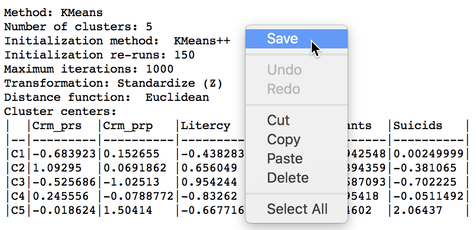 Saving summary results to a text file