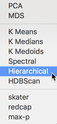 Hierarchical clustering option