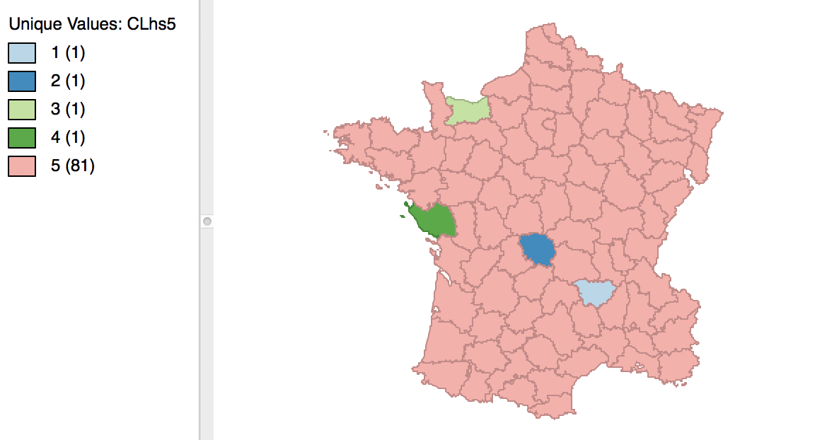 Hierarchical cluster map (single linkage, k=5)